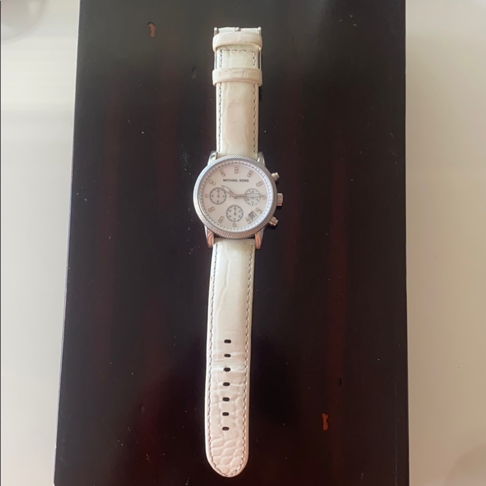 White Leather Michael Kors Watch